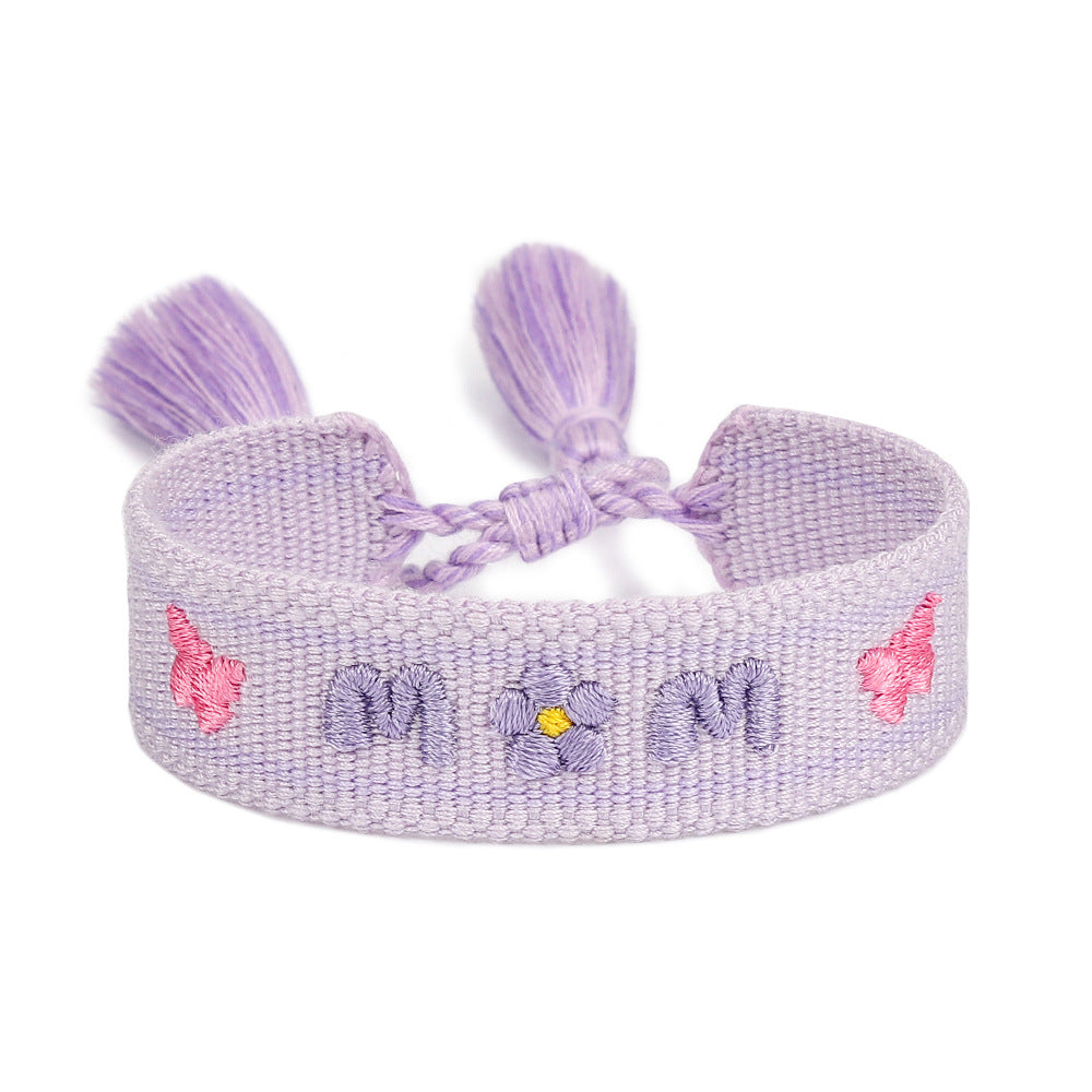 Wholesale Mother's Day MOM Peach Heart Handwoven Tassel Hand Rope